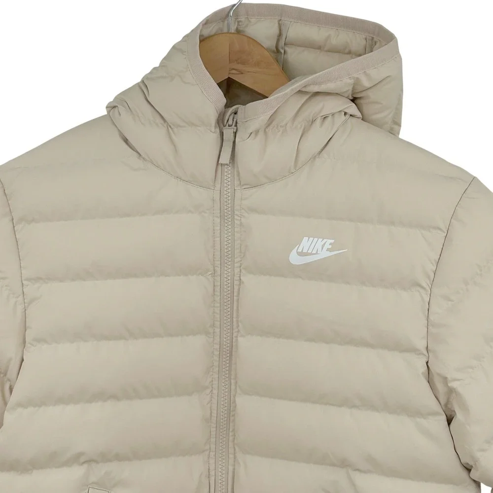 Nike Puffer Jacket Kids Size‎ M Brown Quilted Hooded Sporty Minimalist NEW